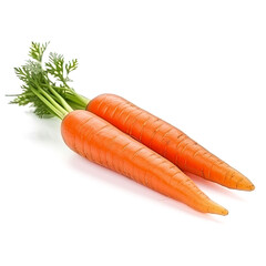 Carrots with leaves isolated on white background
