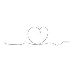 heart continuous one line art drawing, Vector illustration isolated on white.