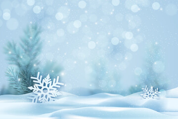 Fototapeta na wymiar christmas winter background with snow flake illustration