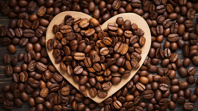 coffee beans heart HD 8K wallpaper Stock Photographic Image 
