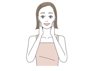 両手を頬にあてて大喜びしている表情の女性