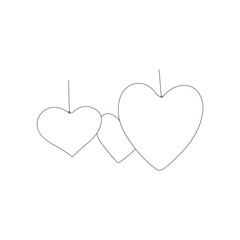 heart continuous one line art drawing, Vector illustration isolated on white.