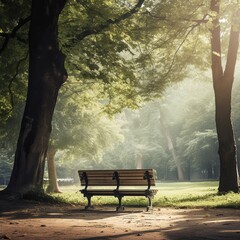 illustration of in a sitting on a bench in a park natural day light, Generative ai
