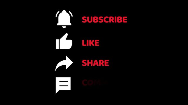 Like Share Subscribe Notify Element for your videos, Reminder - 4K animation, Social media notification