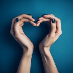 Hands making sign Heart by fingers. Love concept on Valentine day, Happiness moment, Health care, donate, family insurance, World heart day, Health day, Hope, Kindness. Generative AI.