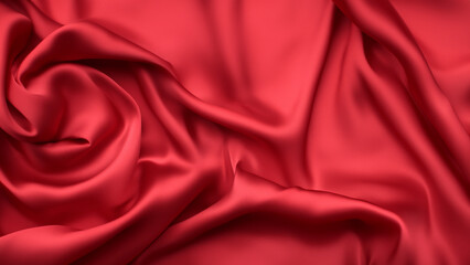 Red Silk Satin with Soft Folds, Silk Satin with Gentle Drapes, Silk Fabric Background, Silk Fabric Soft Folds, Luxury Background, 8K UHD