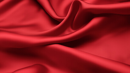 Red Silk Satin with Soft Folds, Silk Satin with Gentle Drapes, Silk Fabric Background, Silk Fabric Soft Folds, Luxury Background, 8K UHD