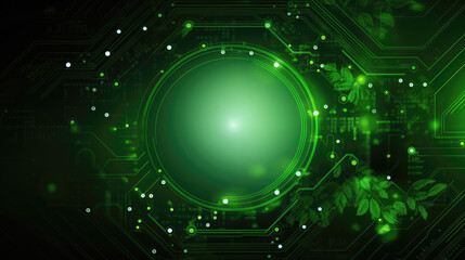 Green sustainable tech with UI & copy space