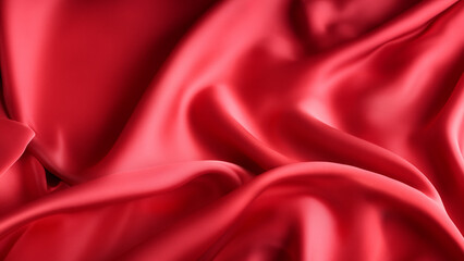 Red Silk Satin with Soft Folds, Silk Satin with Gentle Drapes, Silk Fabric Background, Silk Fabric Soft Folds, Luxury Background, 8K UHD