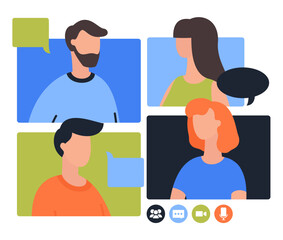 Fototapeta premium People talking. Vector illustration. Discussions provide platform for people to exchange ideas and opinions on various topics Negotiation is form communication aims to find common ground between