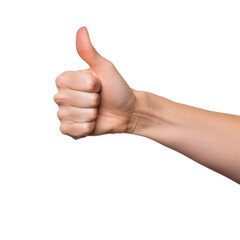 hand showing thumbs up isolated on transparent background