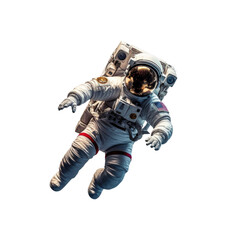 Astronaut isolated on transparent background. Spaceman flight. 