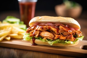 close view of bbq chicken sandwich with lettuce