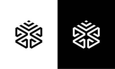 Abstract hexagon SS letter ornament logo