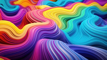 Abstract wavy background. Abstract background with colorful waves, Bright colorful soundwave pattern. 3d rendering. Multicolored art of wavy patterns.