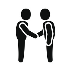 Business Mans Handshake. Greetings Gesture Stick Figure Pictogram Icon. Vector
