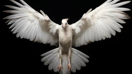 Foto op Plexiglas A dynamic capture of a white bird flapping its wings, each feather detailed in crisp clarity. © Ahmad