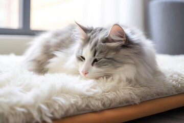 cat curling up on a comfy pet bed