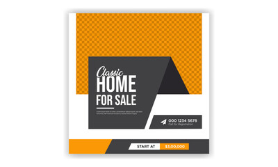 Real Estate Social media post banner design. Instagram post template. Digital marketing social media post design. Home Sale banner.