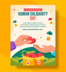 Human Solidarity Day Vertical Poster Flat Cartoon Hand Drawn Templates Background Illustration