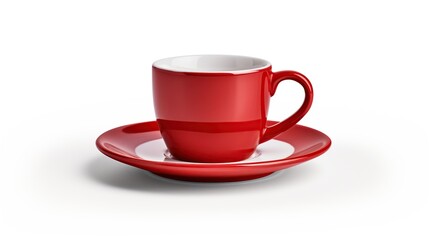Red coffee cup isolated on white background. 3D rendering.