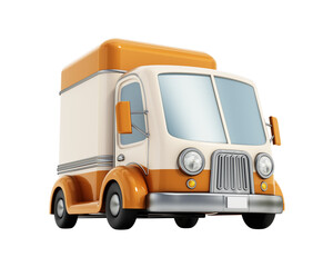 Cartoon delivery truck isolated on transparent background. 3D illustration