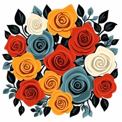 illustration of a bouquet of roses in a flat style.