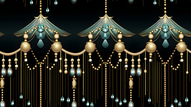 1920s flapper inspired seamless wallpaper with beads and tassels
