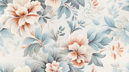 1950s pastel floral seamless wallpaper with soft curves