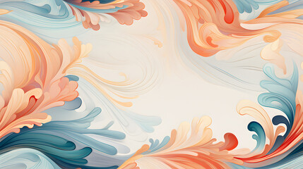 Fototapeta na wymiar Art Nouveau seamless wallpaper with organic motifs in gentle colors
