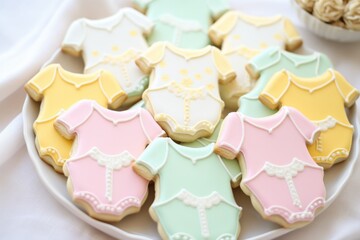 baby-themed cookies decorated with colorful icing