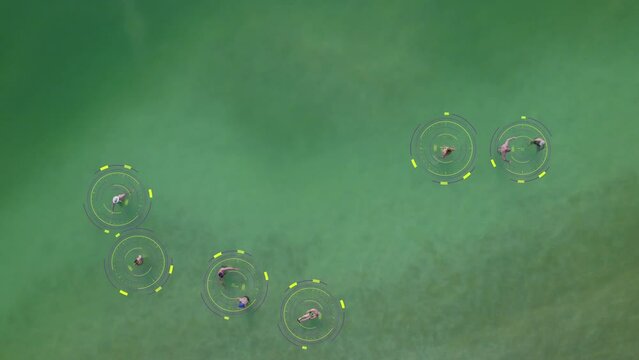 People with psoriasis absorb minerals in the Dead Sea such as magnesium, calcium, bromide, potassium, iodine and more - slow motion static top down shot