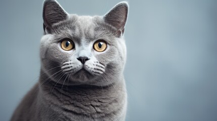Portrait of a british shorthair cat on gray background