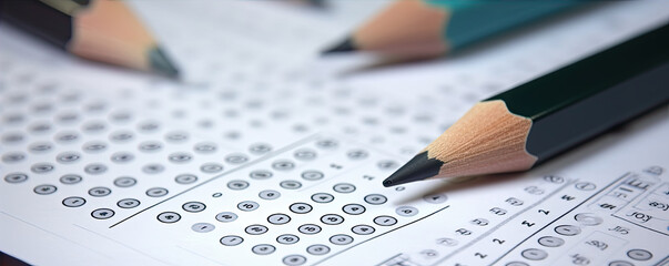 Pencil with blanket answer sheets. wide banner. Pencil for mark important days