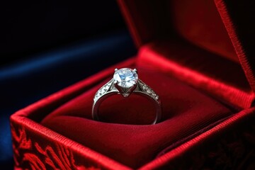 an engagement ring enclosed in a velvet box