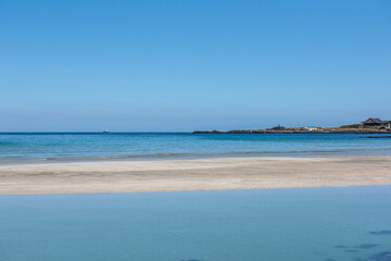 The beautiful costline  and blue ocean.