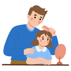 Fototapeta premium flat design illustration of joy of playing with dad on father's day vector eps