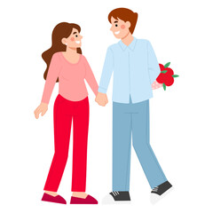 Fototapeta premium flat design illustration of happy couple on valentine's day vector eps