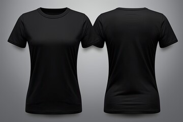 blank black basic shirt female - obrazy, fototapety, plakaty