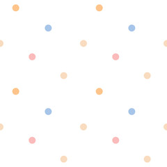 Seamless pattern for kids with pastel dots circles. Simple vector illustration for baby textiles