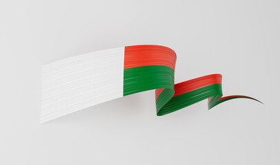3d Flag Of Madagascar 3d Waving Flag Ribbon Isolated On White Background, 3d Illustration
