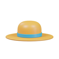 woman hat summer icon 3d render illustration
