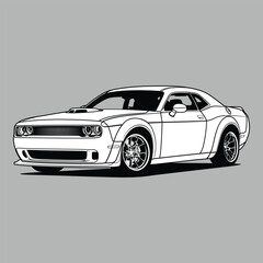 Fototapeta premium Black and White view car vector illustration for conceptual design