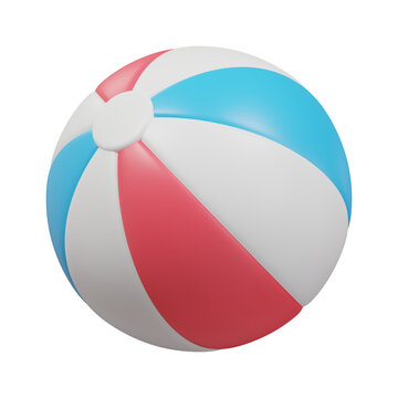 colorful beach ball summer icon 3d render illustration.