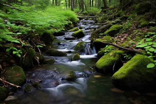 a slow shutter shot of a babbling brook