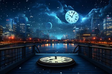 time lapse of the clock Flying Time Image - obrazy, fototapety, plakaty