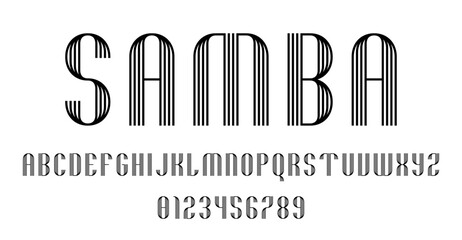 Set of alphabets font letters and numbers modern abstract design with lines vector illustration