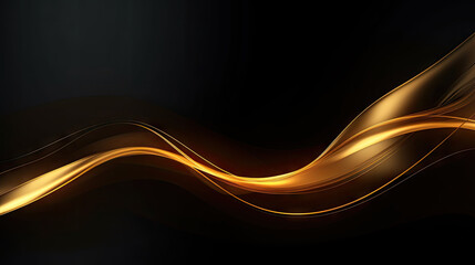 Gold glow of wavy lines, abstract waves background. - obrazy, fototapety, plakaty