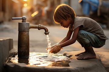 Raise funds for clean water quench thirst. social responsibility concept