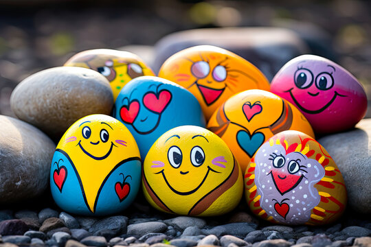 Paint rocks with kindness. social responsability concept